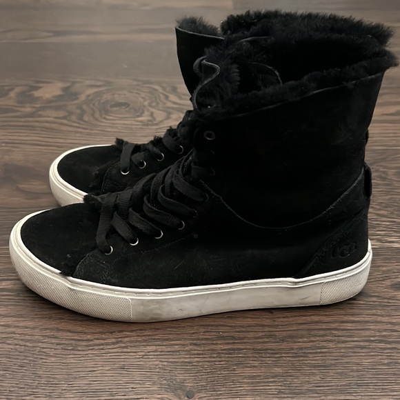 Add Bevan lace up sneakers, black, suede, fur lining - Picture 2 of 7
